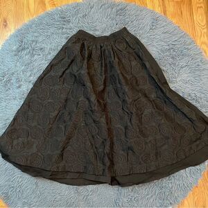 Vintage Handmade Elegant Black Floral Skirt Size S